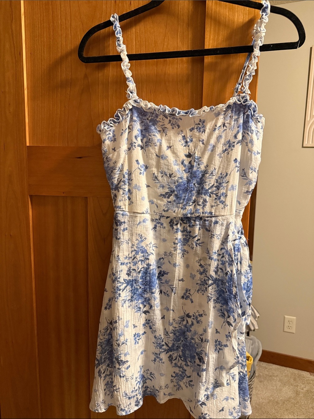 White and Blue Floral Mini Dress